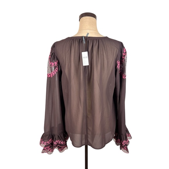 Anthropologie Long Sleeve Appliqué Women’s Blouse M NEW! - Picture 5 of 13